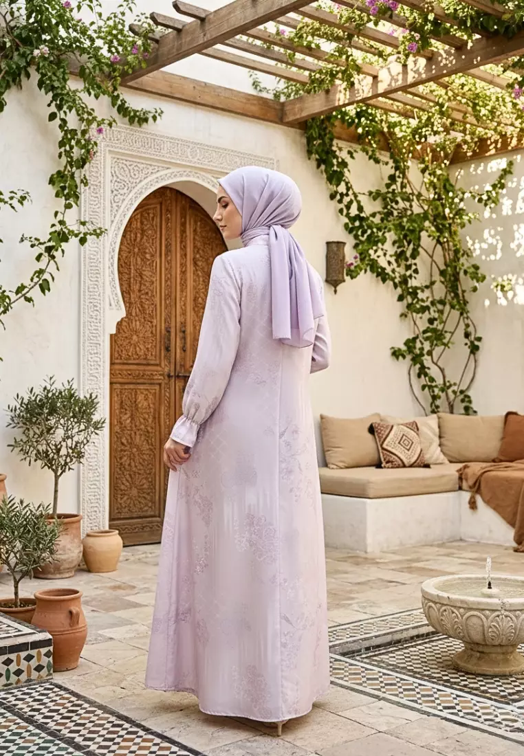 Gamis Lebaran Terbaru Mosleem Kekinian Lengan Karet Motif Warna Pink By Brilliant Girl Warna PINK