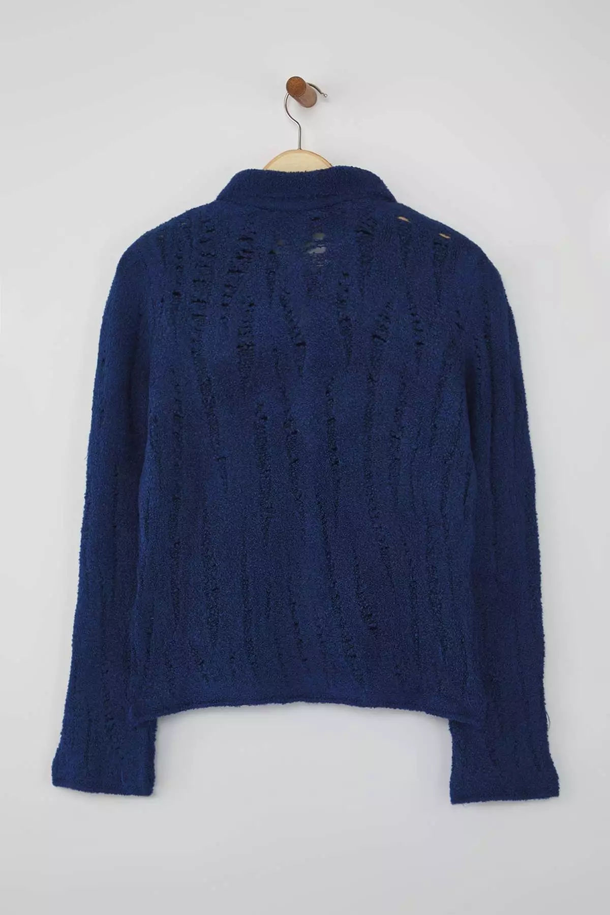 Indigo Fitted/Body-Smoothing Boucle Yarn Knitwear Cardigan Twoaw26Hi00192