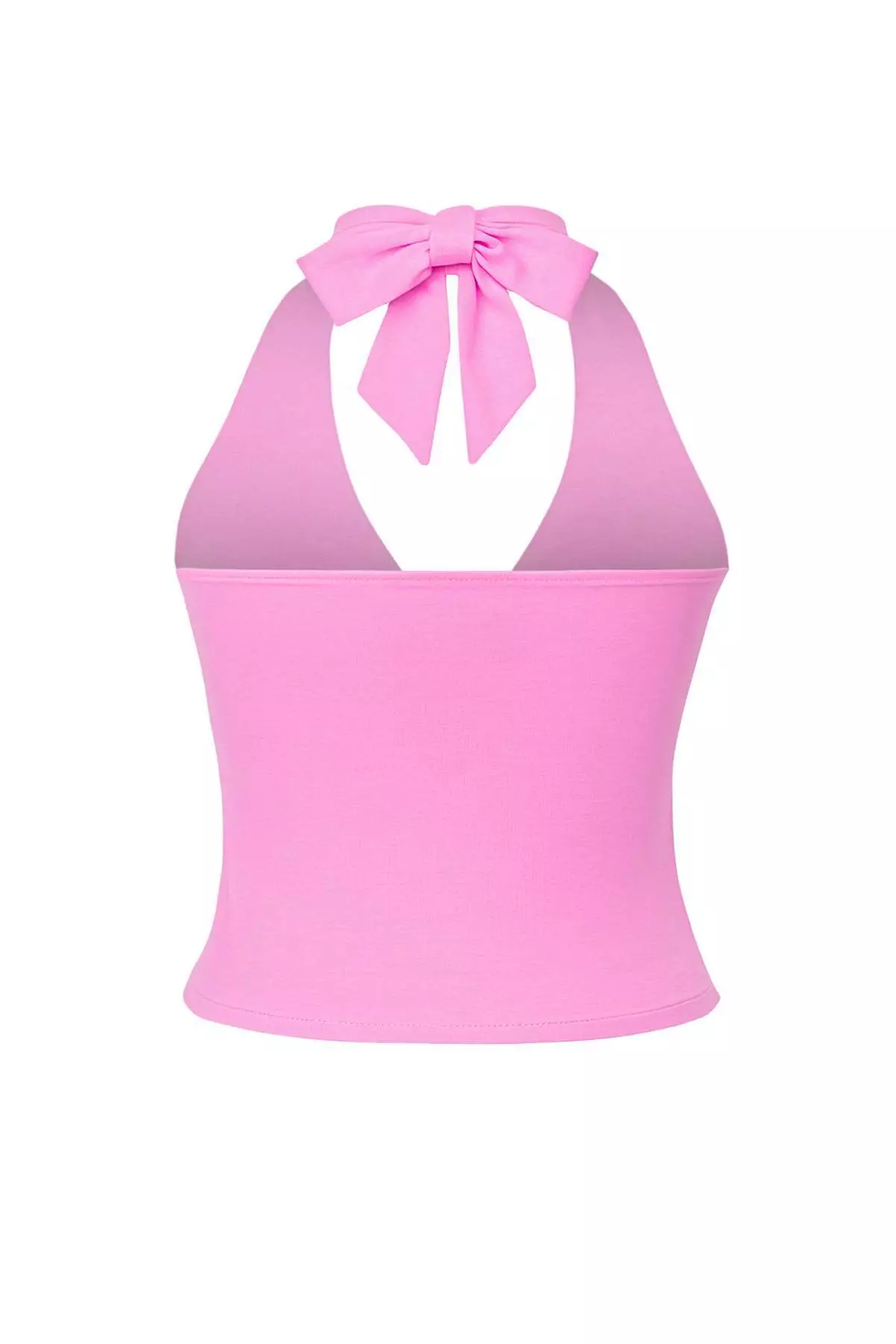 Light Pink Straight Halter Neck Sleeveless Knitted Viscose Single Jersey Party Blouse Tprss25Bz00048