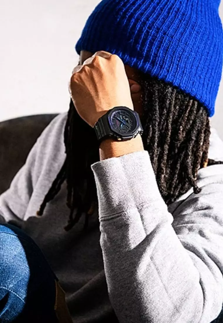 Men's Analog-Digital Watch GA-2100VB-1A Carbon Core Guard Black Resin Band Sport Watch