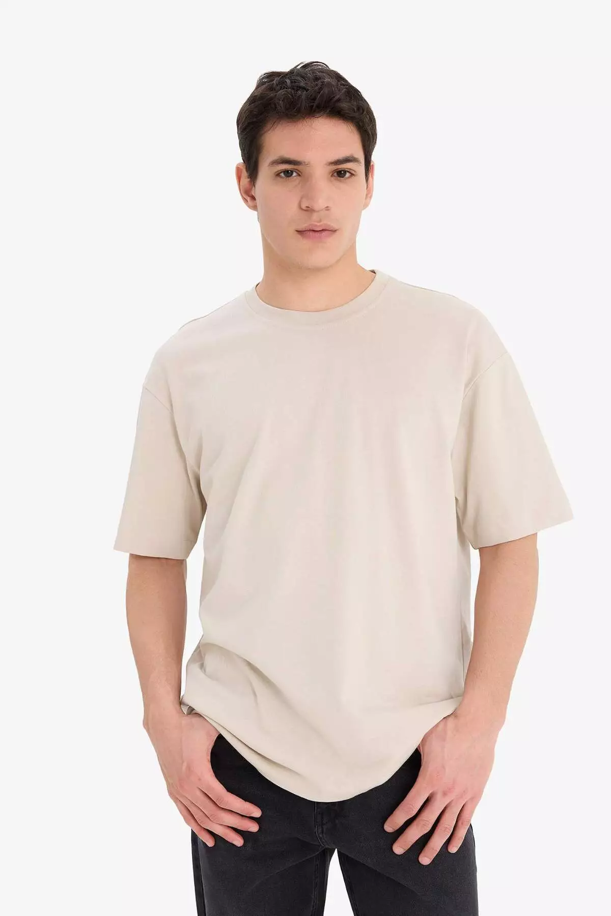 100% 棉 寬鬆闊管圓領基本款淨色短袖T恤 E6885Axns