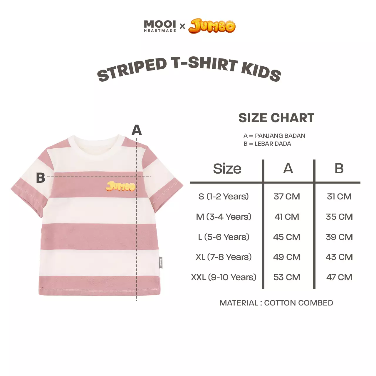 Mooi X Jumbo Kaos Anak Unisex T-shirt Striped Kids - Sage Green