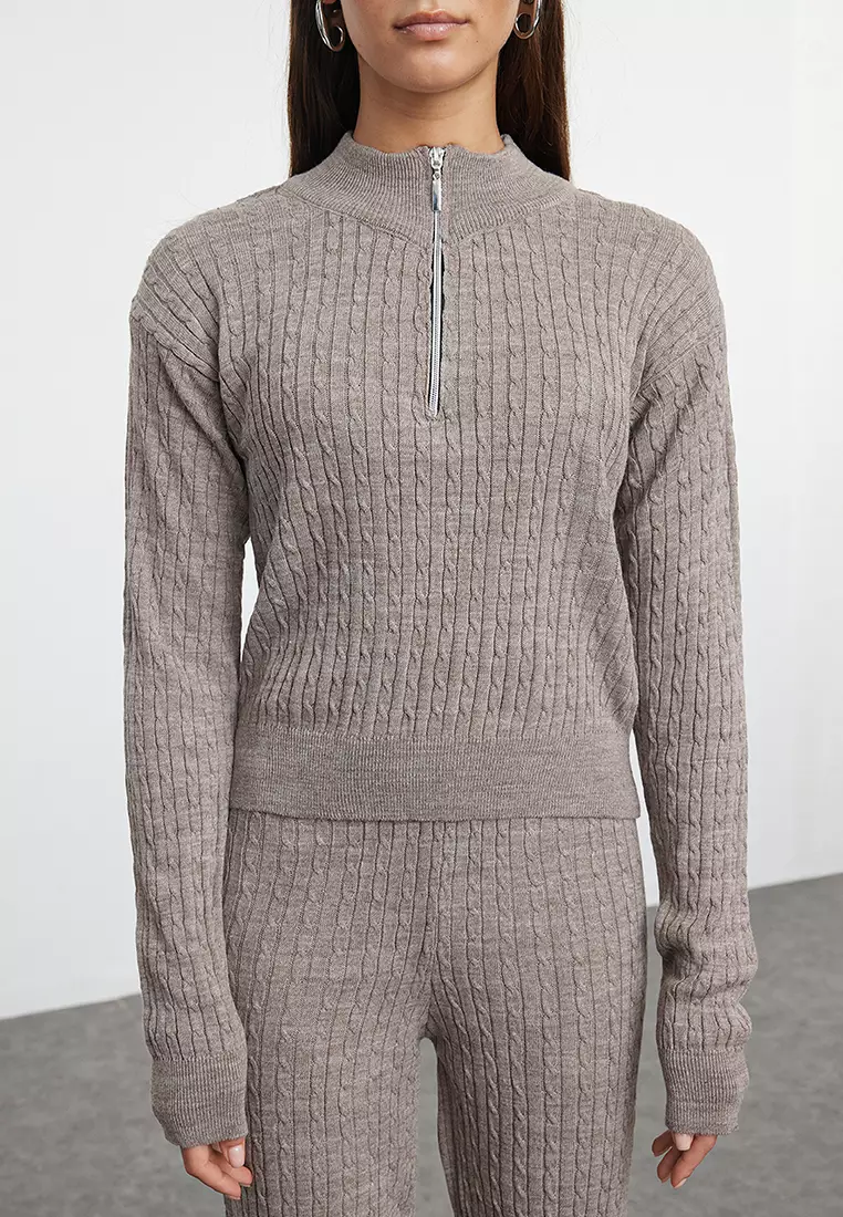 Mink Zippered Knitwear Bottom-Top Set TWOAW25AU00059