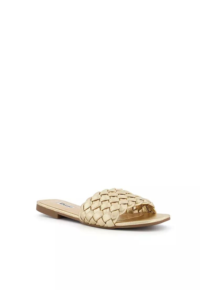 Discount on Dune London  shoes - SKU: Lori Open Toe Flat Sandals Gold