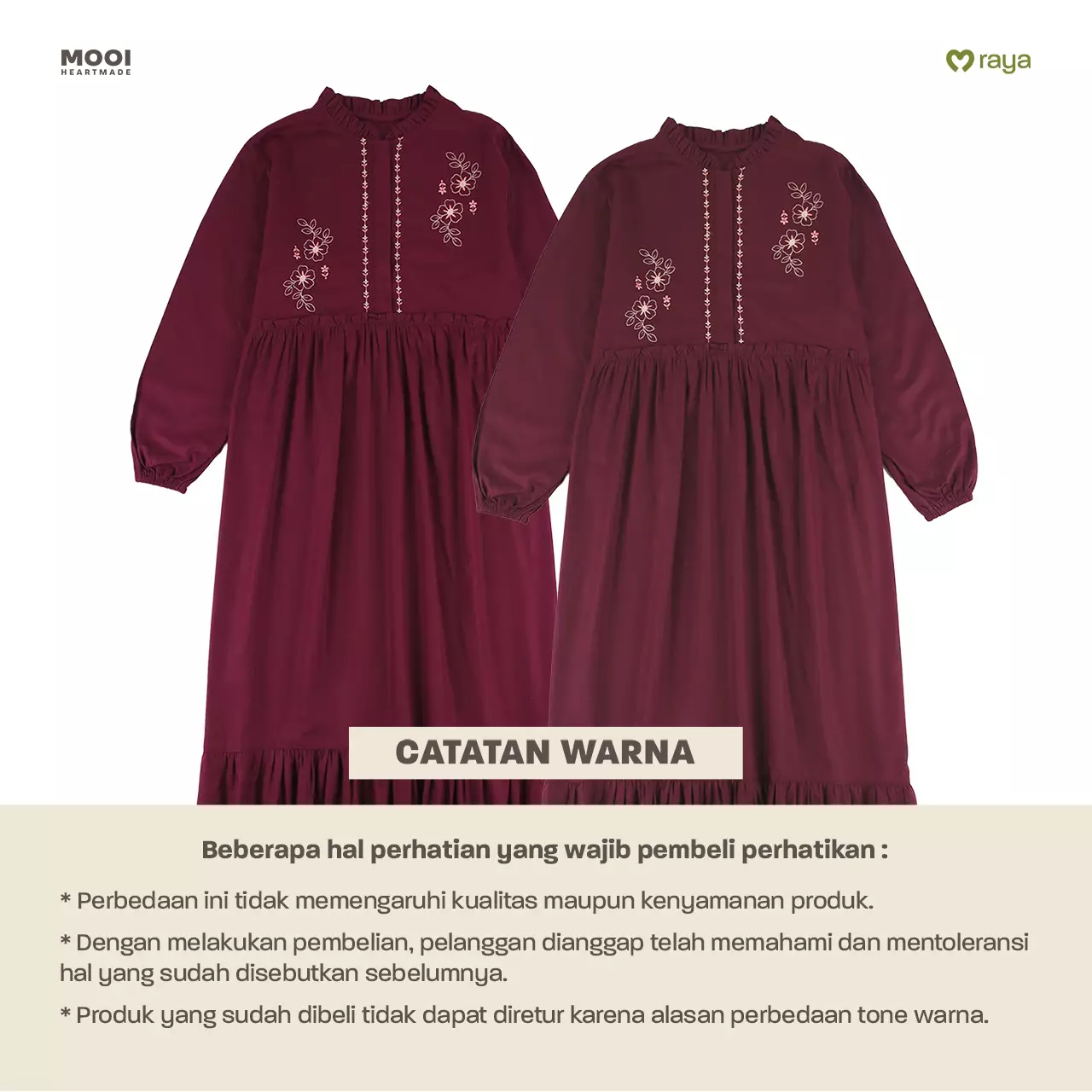 Mooi Dress Dewasa Raya Collection Sadiya Gamis Adult Basic Series 2026 - Red Burgundy