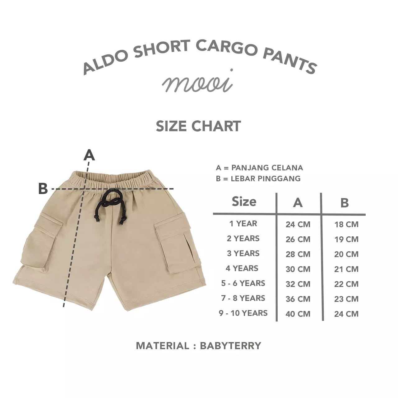 Mooi Celana Pendek Cargo Anak Aldo Short Cargo Pants - Army Green