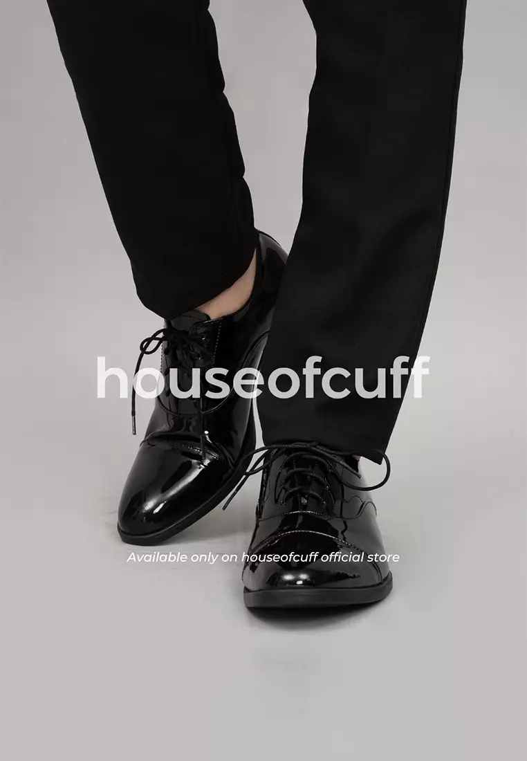 Sepatu Kulit Hitam Formal Oxford Patent Leather Tux Shoes