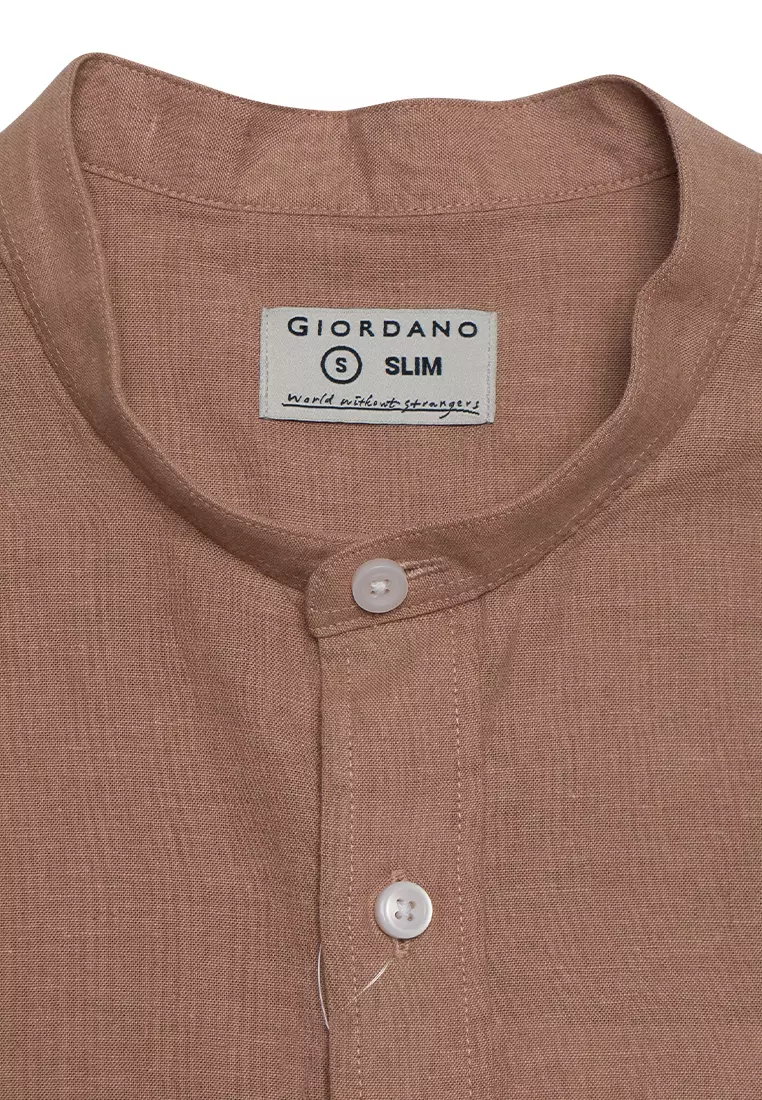 Buy Giordano Men's Cotton Linen Chinese Collar Shirt 2024 Online ... image.