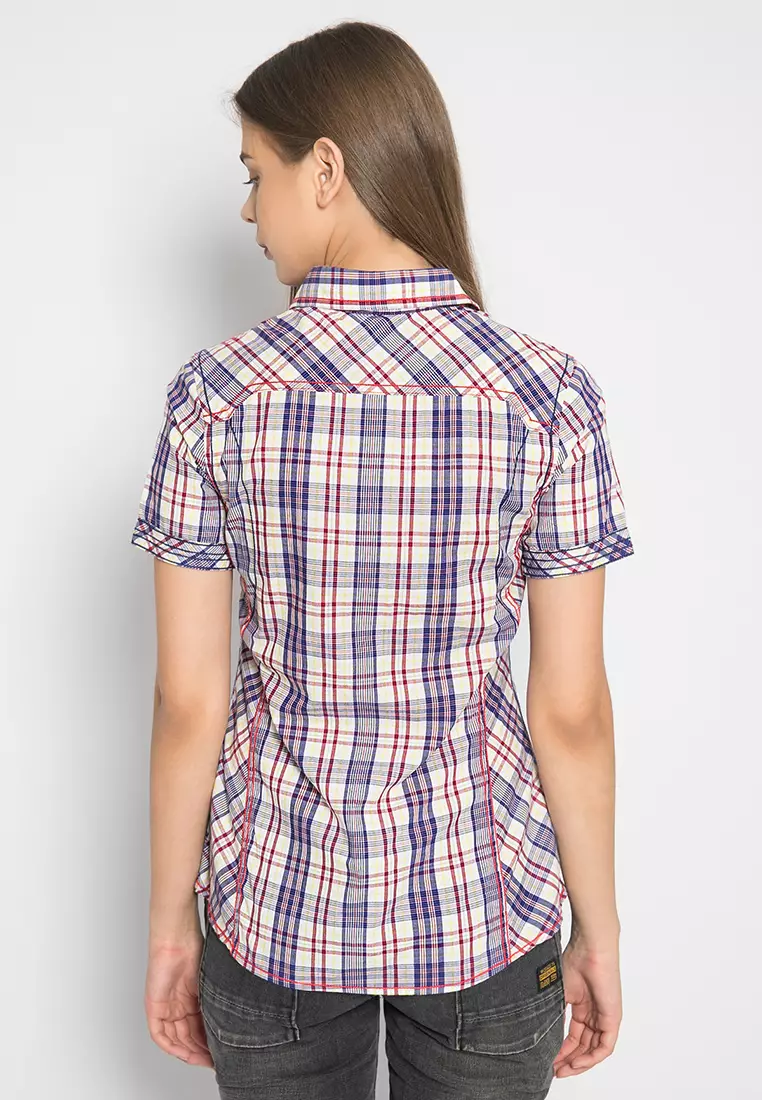 LGS Kemeja Wanita Slim Fit Ungu Motif LSH Size L