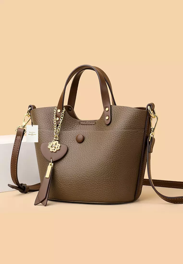 Color Matching Faux Leather Three-Way Bucket Bag JW HD-2814