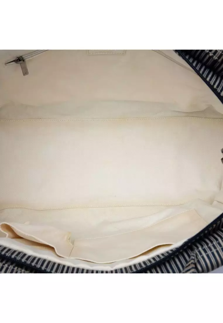 Pre-Loved Chanel Cc Striped Canvas Shopper Tote