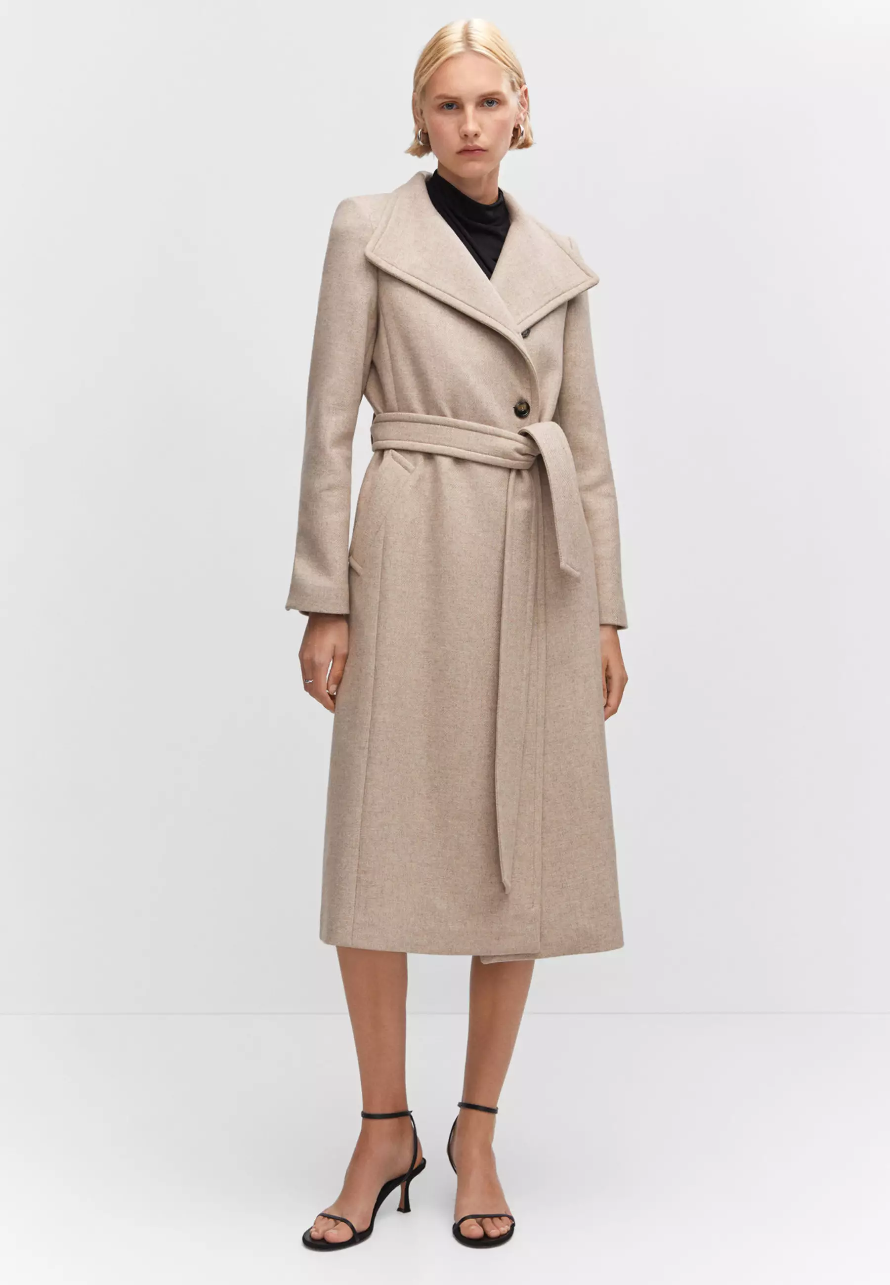 Mango tie waist on sale coat