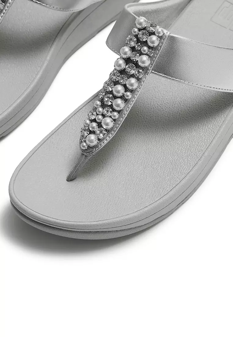 Fino Pearls-And-Crystal Toe-Post Sandals