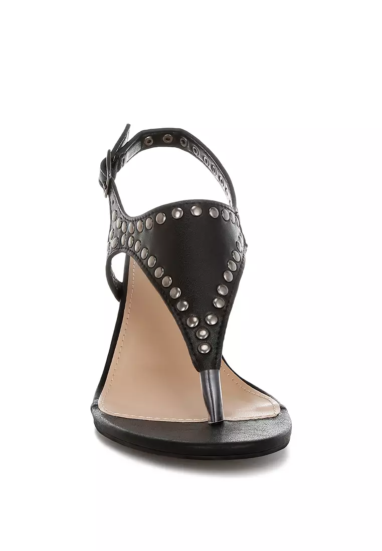 Sandal Kulit Asli Bertabur Warna Hitam