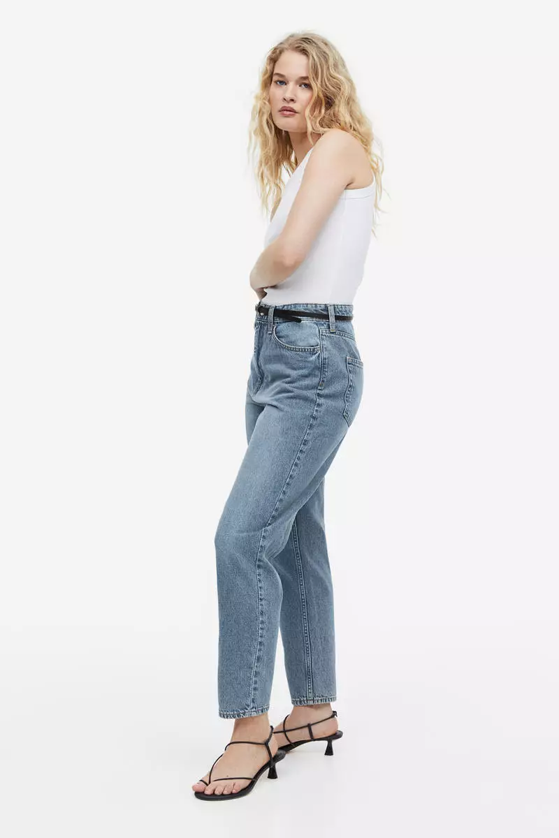Buy H&M Mom Loose Fit Ultra High Jeans in Blue Medium Dusty 2024 Online