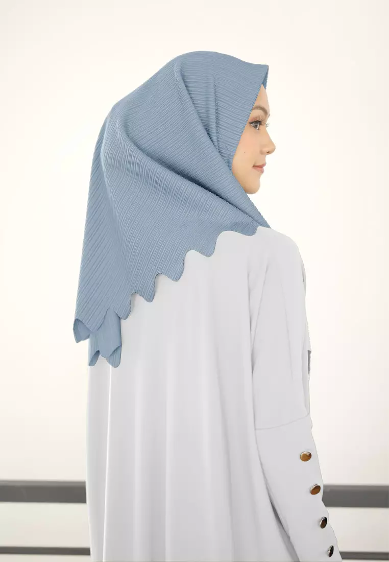 Cotton Bee - Marsha Instan Lasercut (Bergo Tekstur) - Dusty Blue