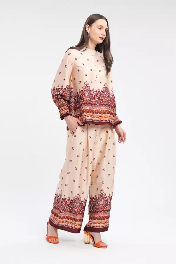 MINIMAL - Rynn - Kulot Lebar Motif Etnik - Pink