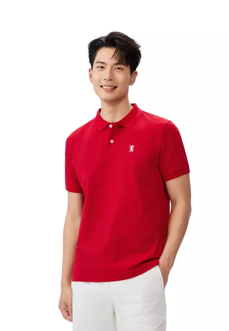 Giordano Men NDP 2026 Collection Slim Fit Jacquard Short Sleeve Embroidery Polo T-Shirt (Singapore National Day Parade)