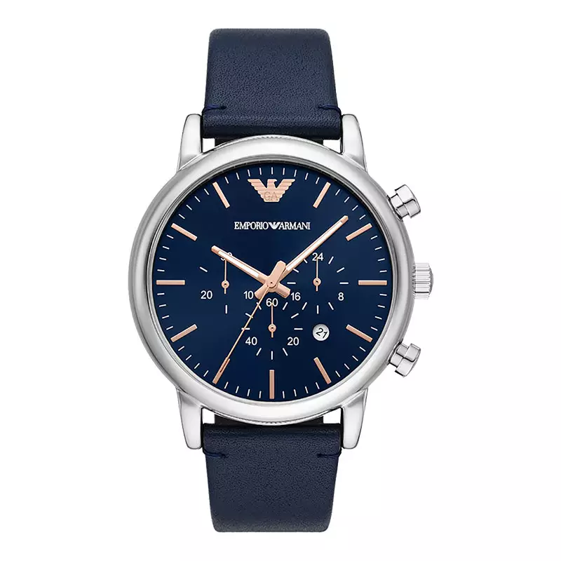 Jam Tangan Pria Emporio Armani Chronograph AR11451 Men Blue Dial Blue Leather Strap