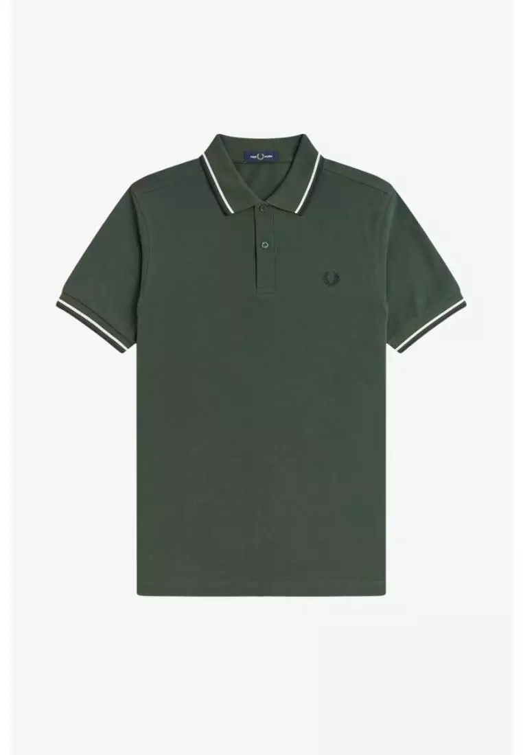 Fred Perry M3600 Twin Tipped Fred Perry Shirt (Court Green / Snow White / Navy)