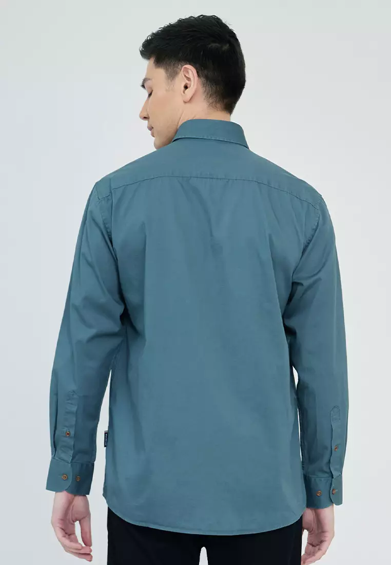Button Down Twill Casual Long Sleeve Shirt