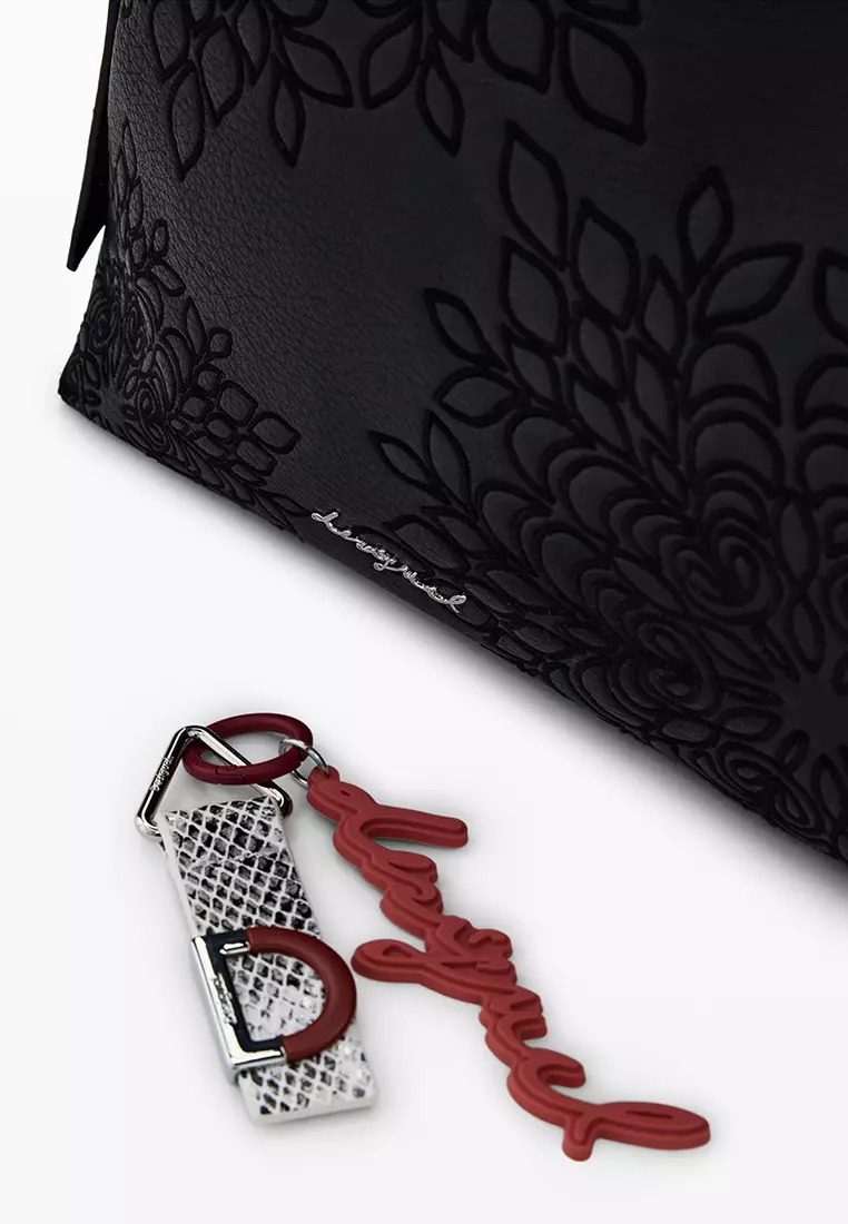 Medium embroidered faux leather bag