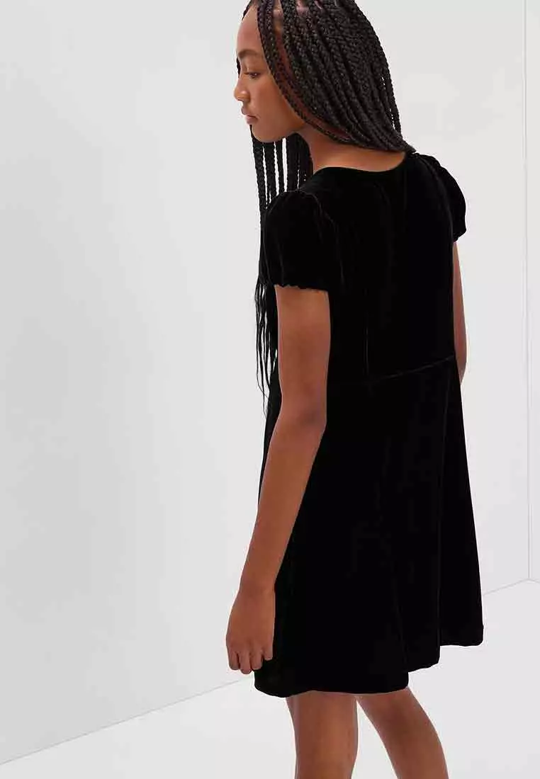 Teen Button-Front Velvet Dress