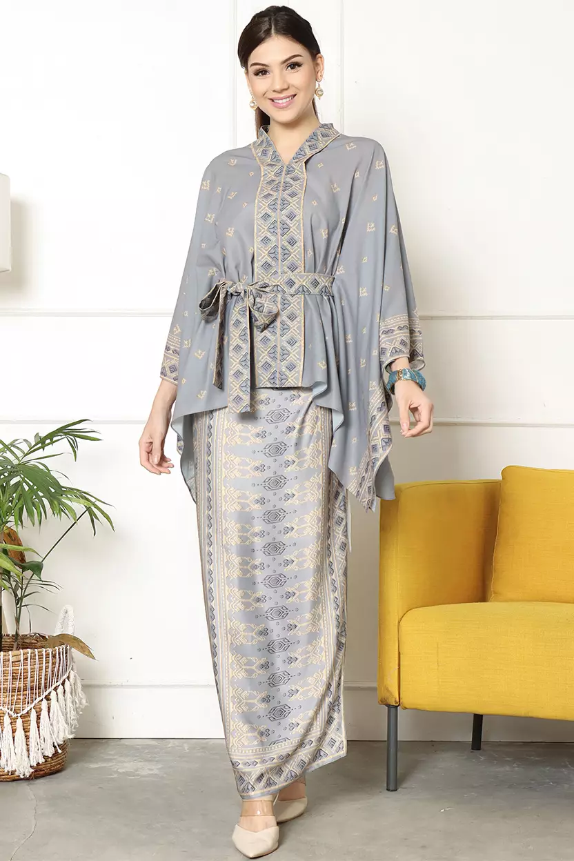 Kanzi Songket Sarong Kebaya Belt Grey 
