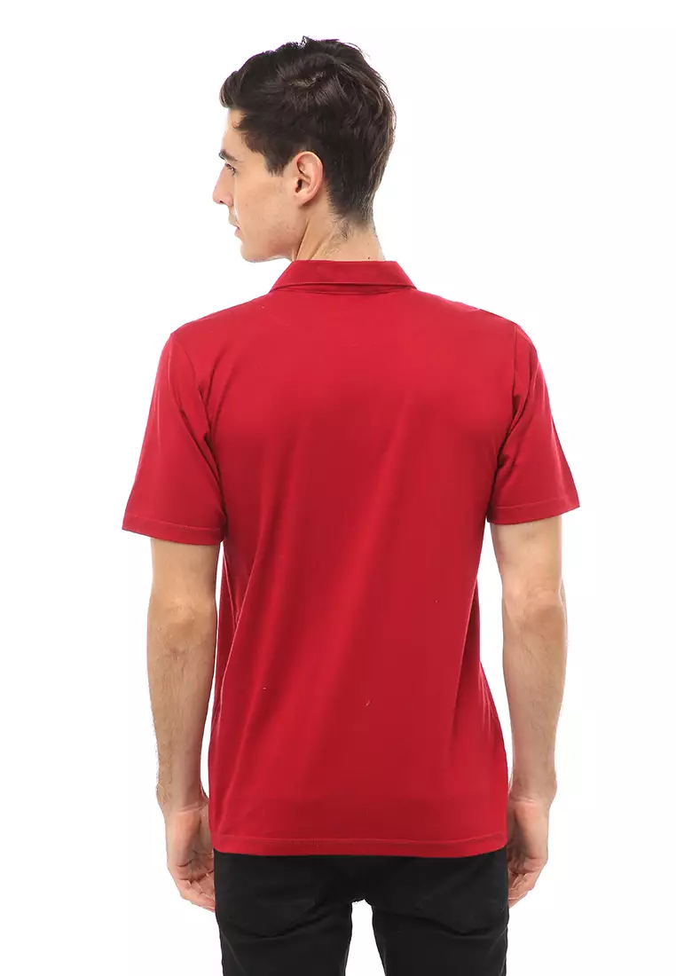 Jack Atasan Casual Pria T-Shirt Kaos Polo Resleting Short Sleeve Material Cotton ORIGINAL - Maroon
