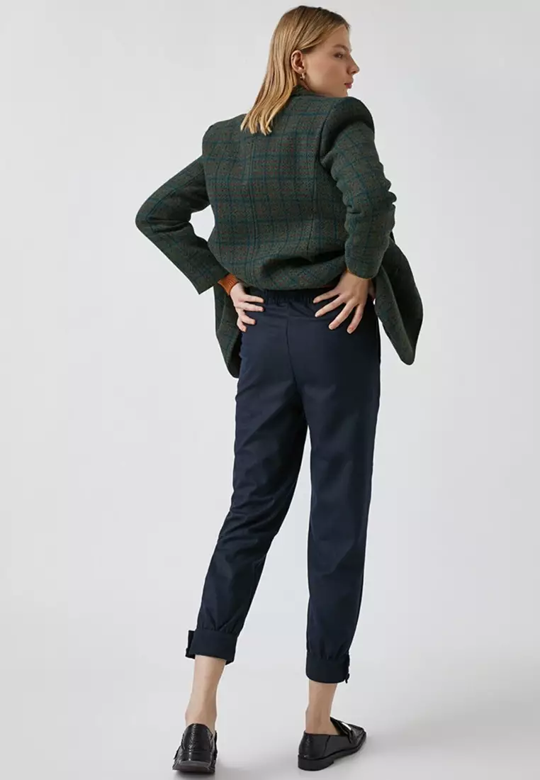 Koton Pantaloni Donna A Vita Alta Modello Carota Con Pieghe - Tessuto Argentato, Taglia 36