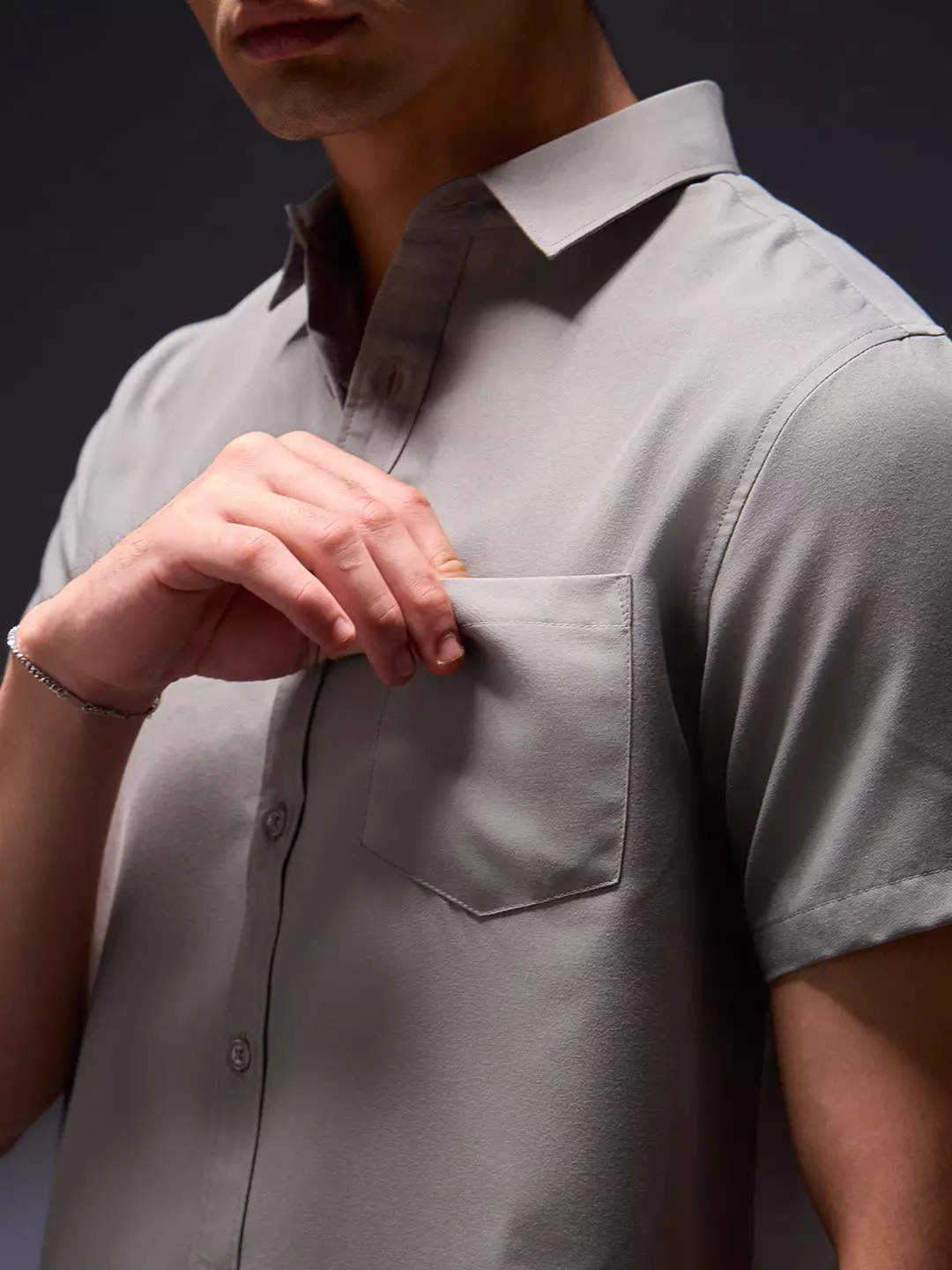 OXCON Easy Shirts Kemeja Tangan Pendek Light Grey