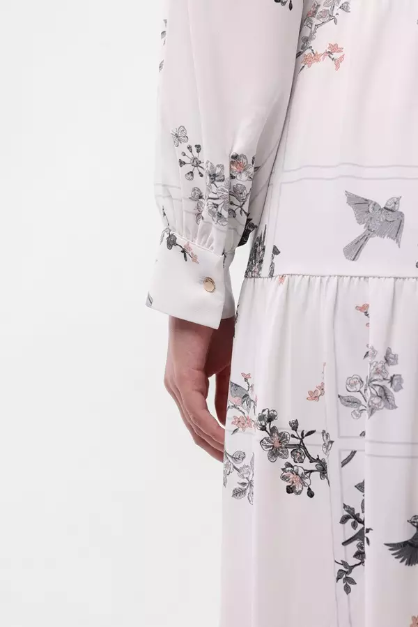 Minimal Magnolia Maxi Floral Dress - Light Beige