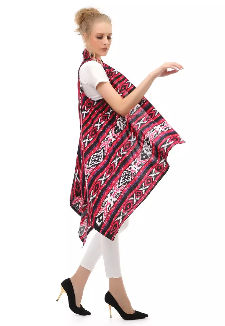 Lynelle Atasan Wanita Batik Songket Model Outer Material Cotton ORIGINAL - Red