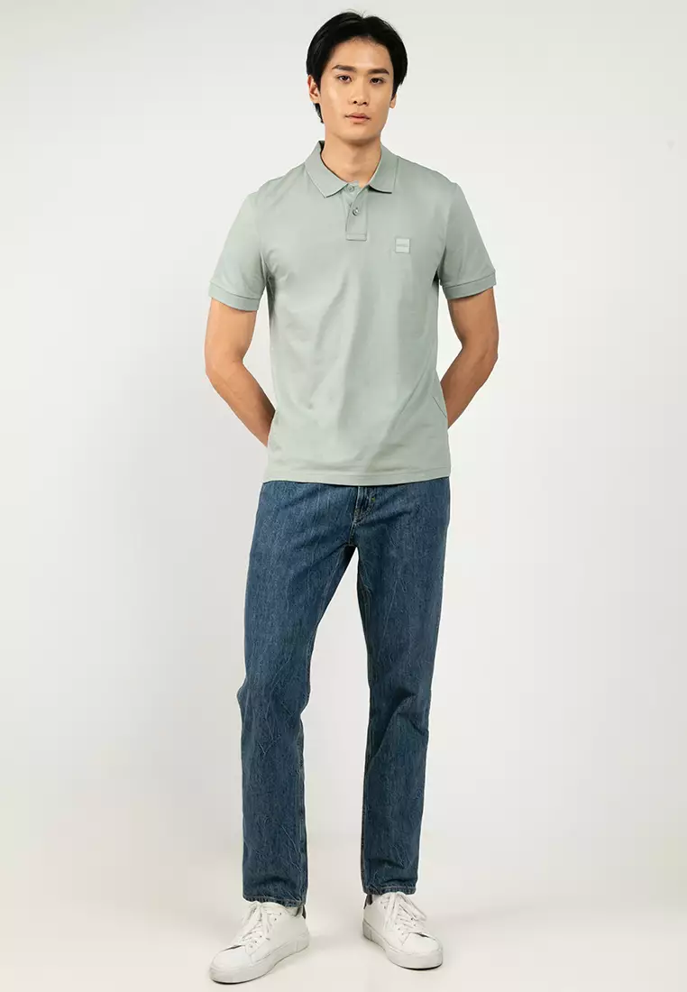 Logo Patch Slim Fit Polo Shirt - BOSS Orange