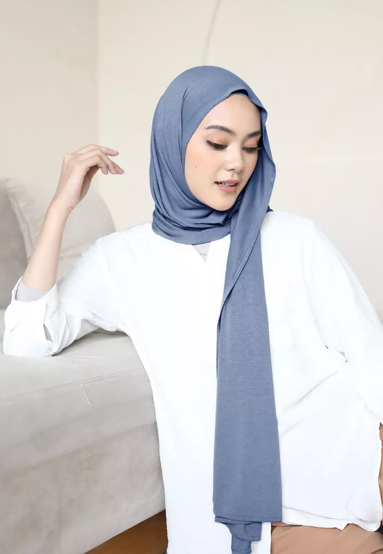 Pashmina Meleyot Basic Tencel Premium - Moonlight Blue