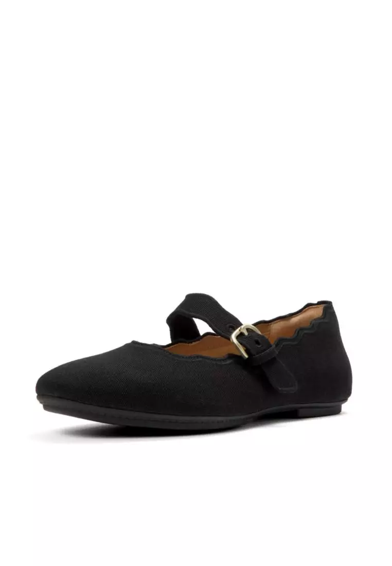 Delicato Wave-Edge Canvas Mary Janes