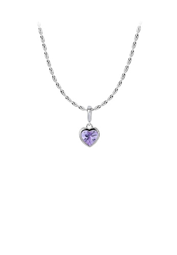 Glamorousky purple 925 Sterling Silver Fashion Romantic June Birthstone Heart Pendant with Light Purple cubic Zirconia and Necklace 265C6AC2E02D5AGS_1