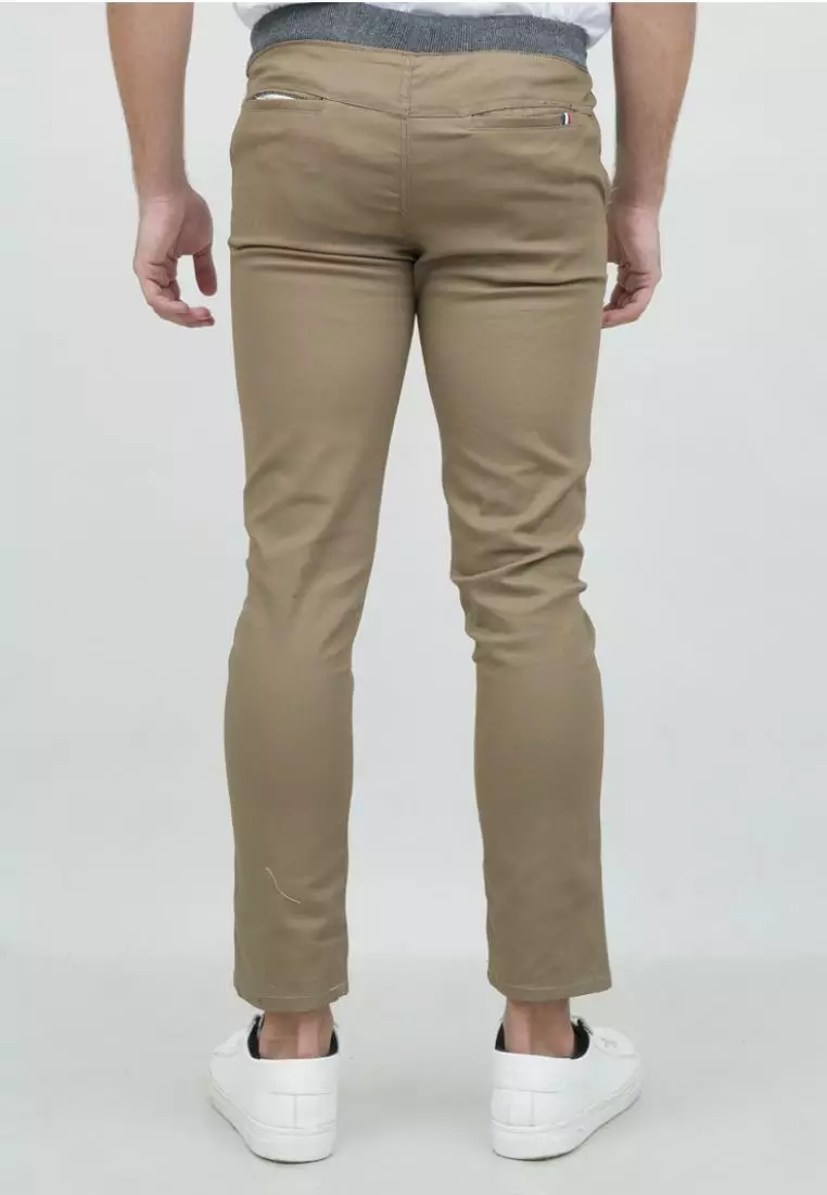 Celana chino panjang cino slim fit PINGGANG KARET krem tua houseofcuff