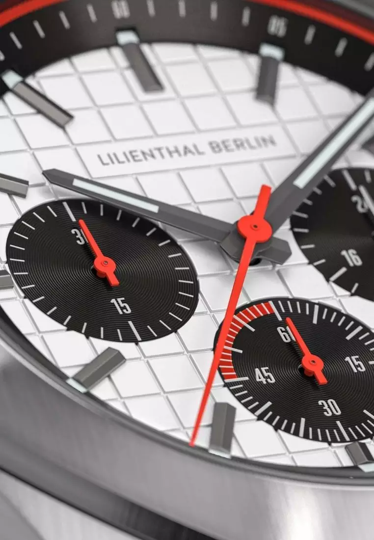 Octachrono Silver Red - Mesh Strap