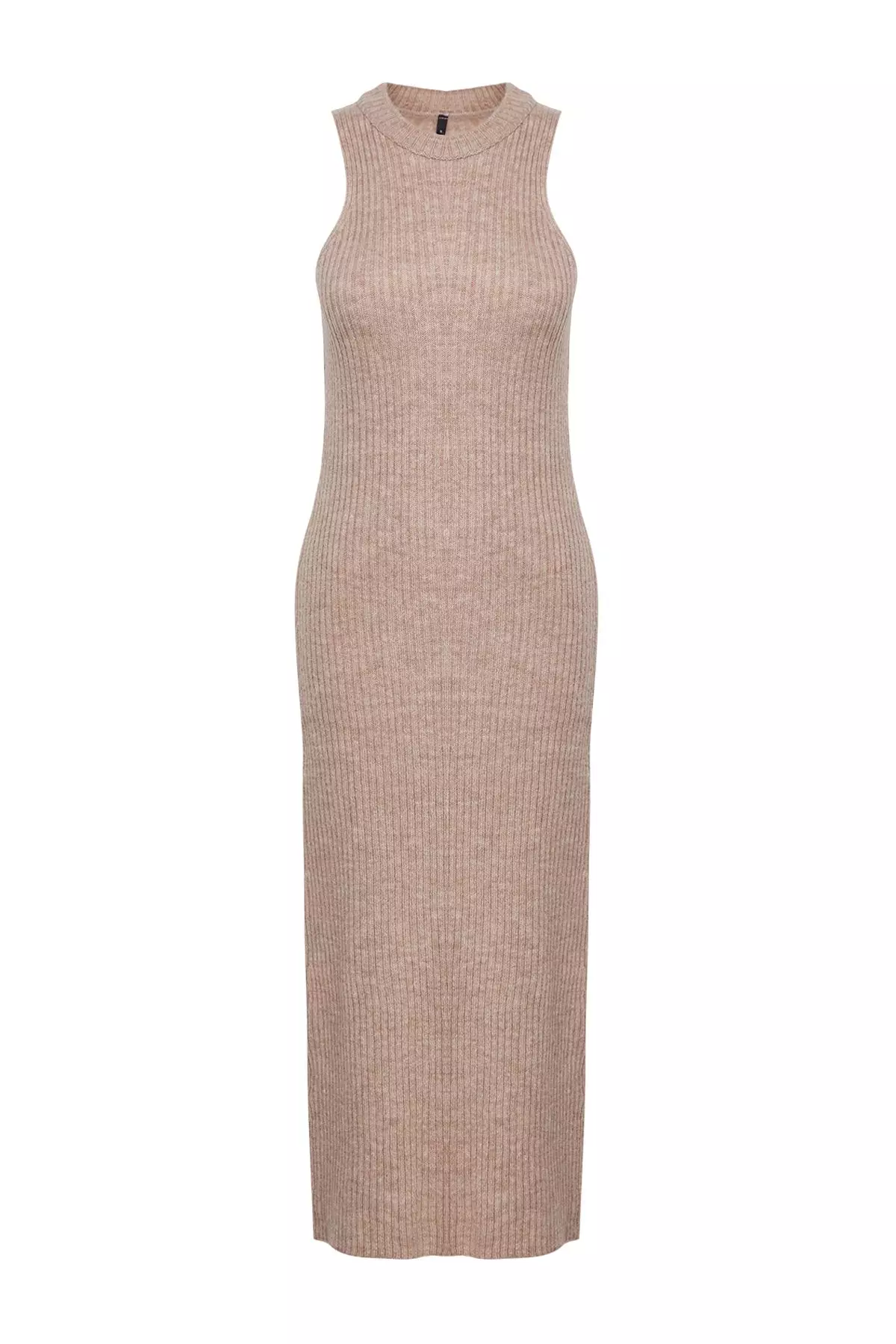 Light Brown Corded Soft Textured Knitwear Dress Cardigan Suit TCTAW25US00049