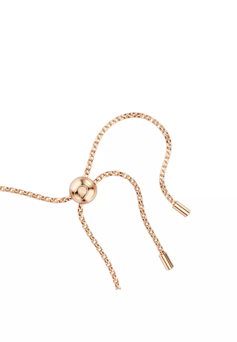 Constella bracelet, Crystal pearl, Round cut, White, Rose gold-tone plated