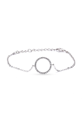 Millenne silver MILLENNE Minimal Circle Studded Cubic Zirconia White Gold Bracelet with 925 Sterling Silver 04EB4AC2A8F77CGS_1