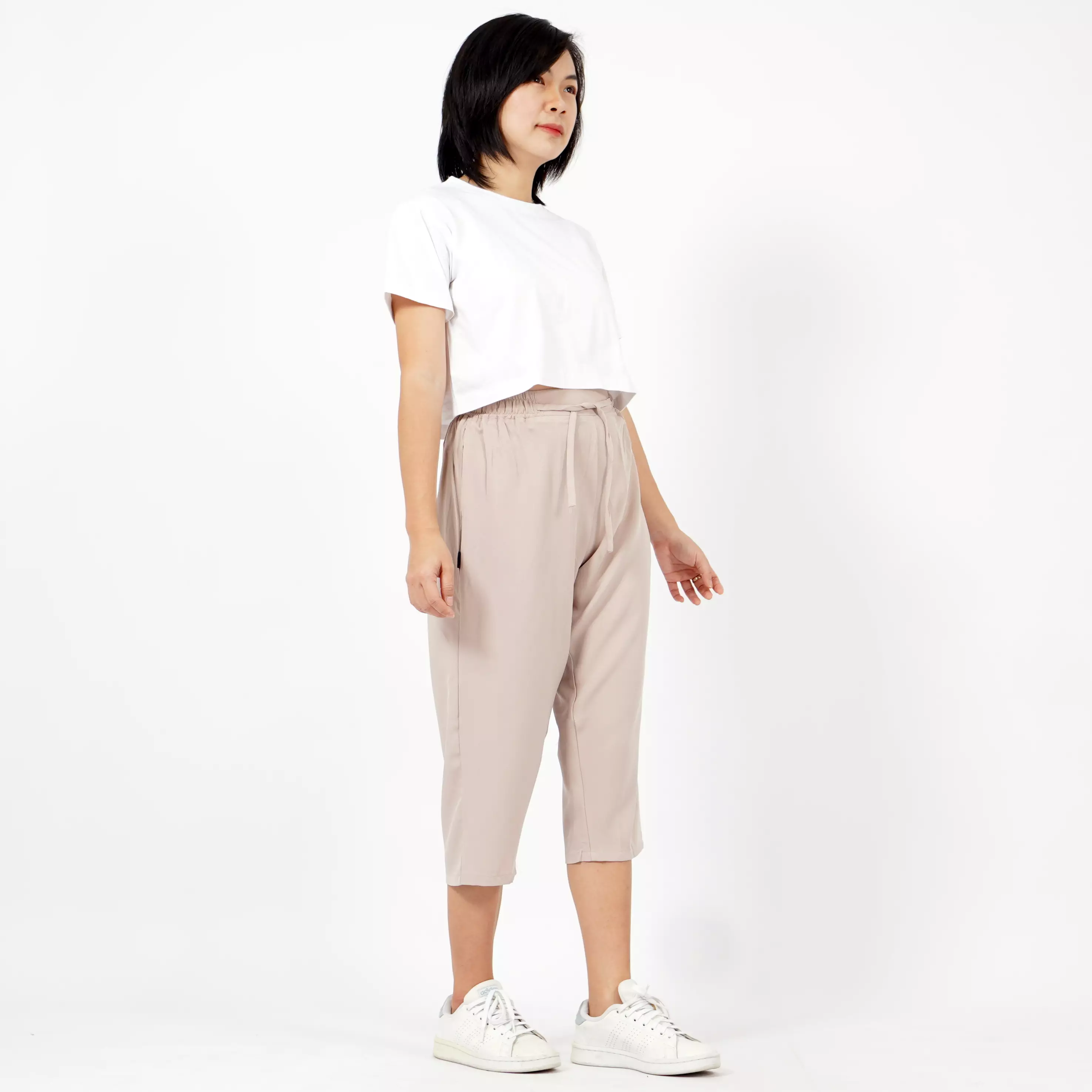  CELINE Celana Kulot 3/4 Highwaist Cullote Pants Celana Casual - Khaki