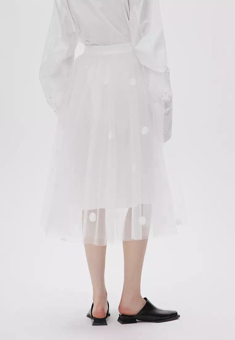 JNBY Women's Polka Dot A-Line Netted Skirt