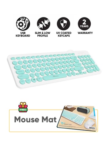 Alcatroz white and green Alcatroz Jelly Bean U200 WhiteMint Slim USB Wired Keyboard 2 Years Warranty | Free MouseMat 1BCA2ES4300D5BGS_1