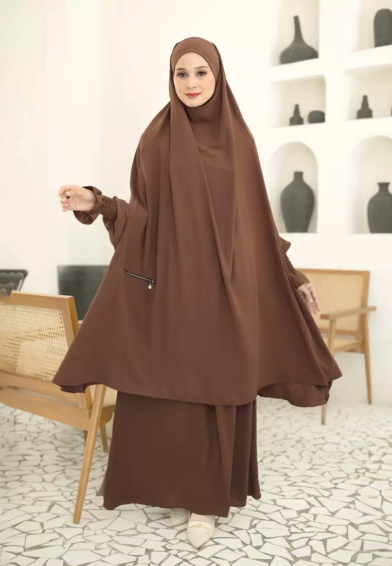 Zelena - Hifza Abaya | Set Abaya French Khimar - Chocomalt