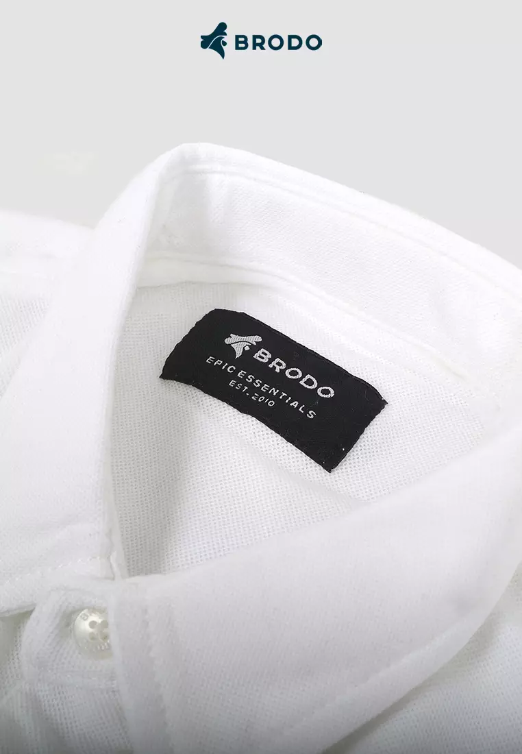 BRODO - Kemeja Broshirt Pique Longsleeve White