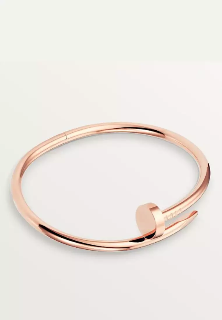 Classic Nail Design Premium Stainless Steel Gelang Wanita Rose Gold