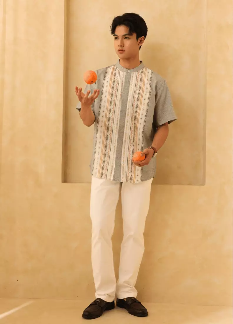 POLICE Kemeja Koko Printing Cotton Soft Regular Fit Pria