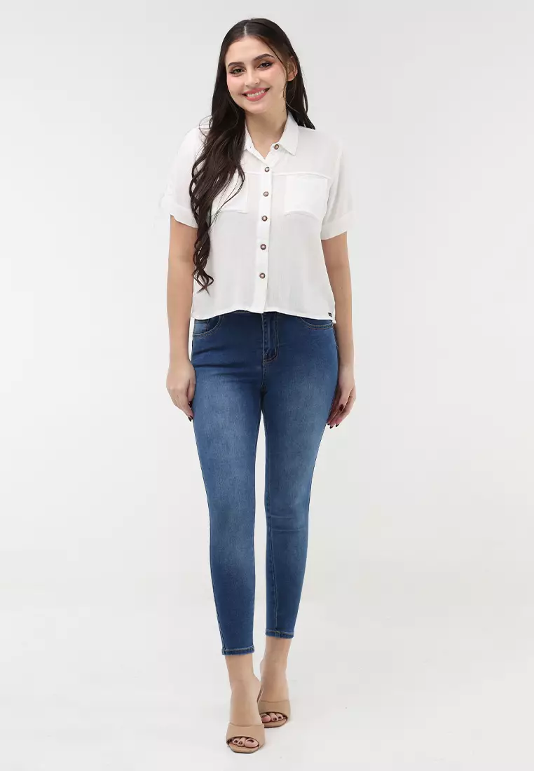 Soft Linen Woven Short Sleeves Blouse